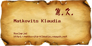 Matkovits Klaudia névjegykártya
